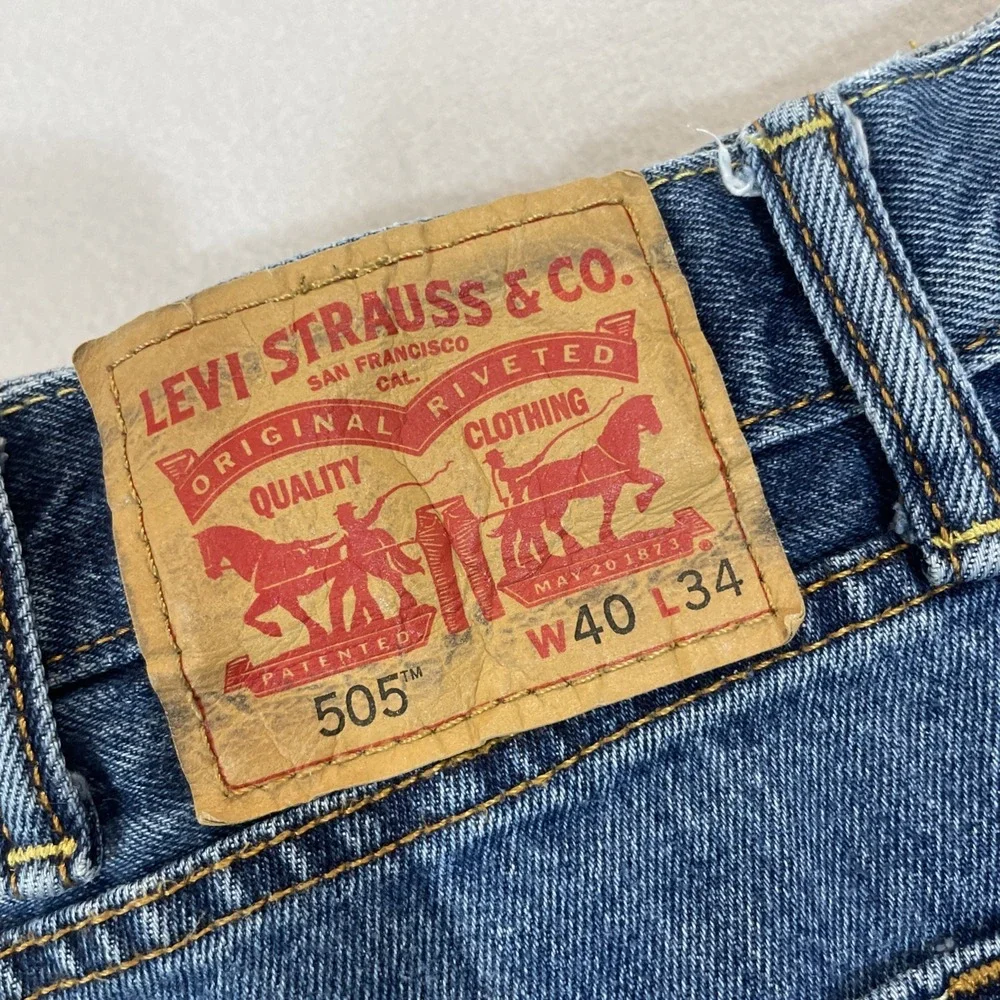 Levis 505 Jeans‎ Mens 40x34 Blue Regular Straight Medium Wash Mid Rise Denim EUC